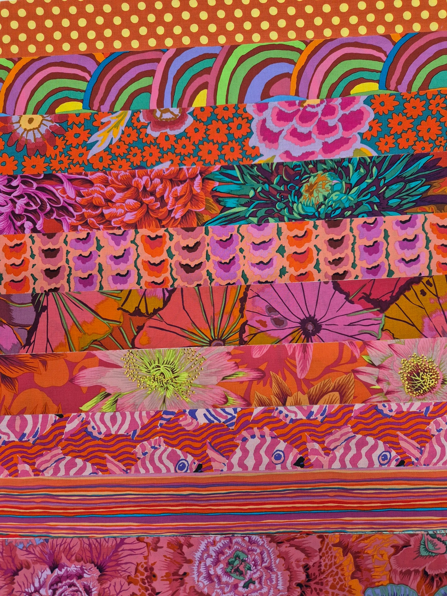 Kaffe Fassett 20 Streifen-Set / Jelly-Roll - Red Stoff Quiltwerkstatt Dresden