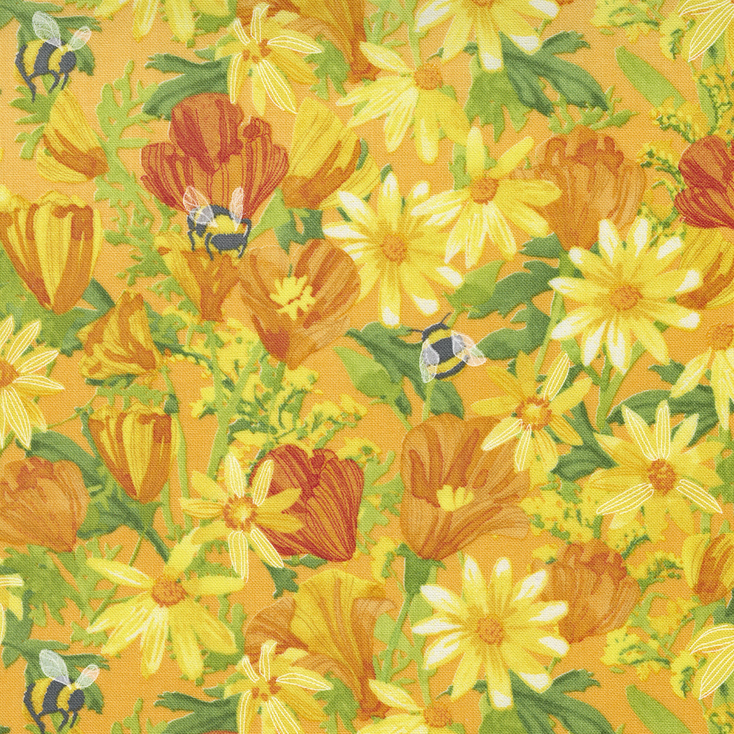 Wild Blossoms - Blumenwiese orange mit Hummeln