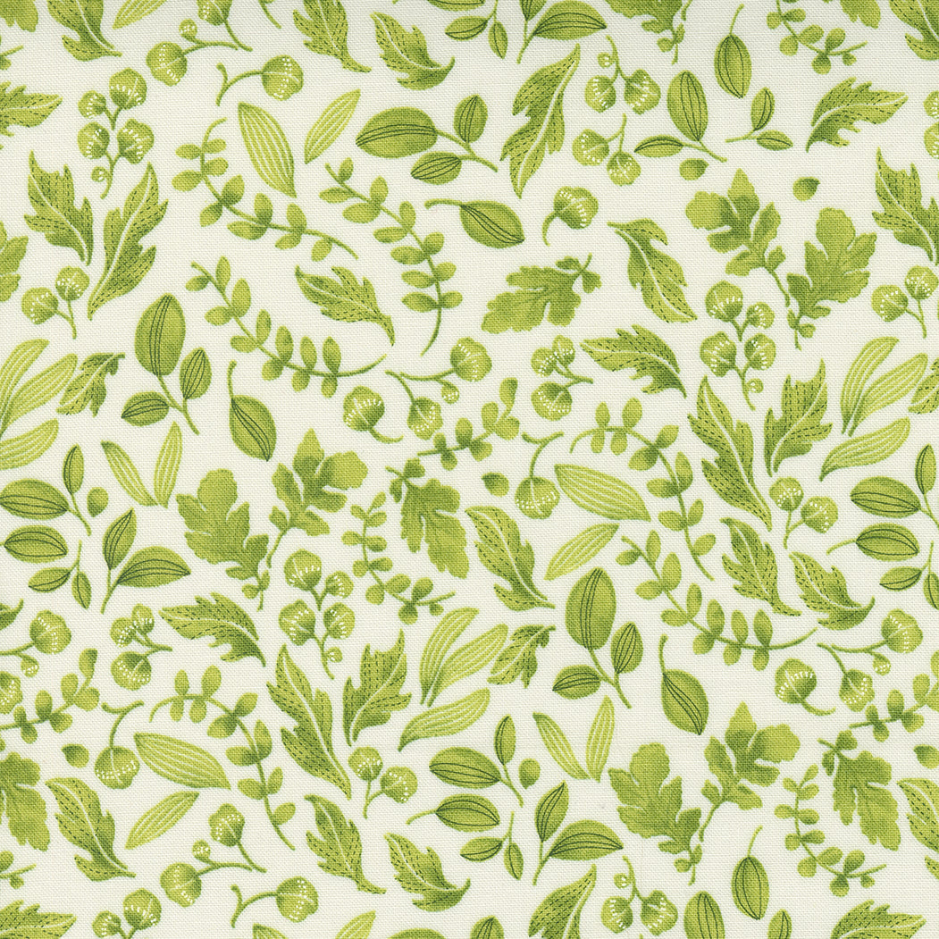 Wild Blossoms - grüne Blätter auf Cream
