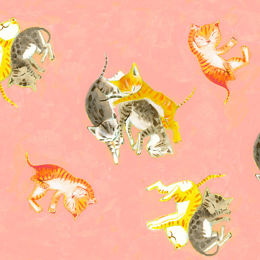 Heather Ross by Hand - Barn Kittens - Salmon
