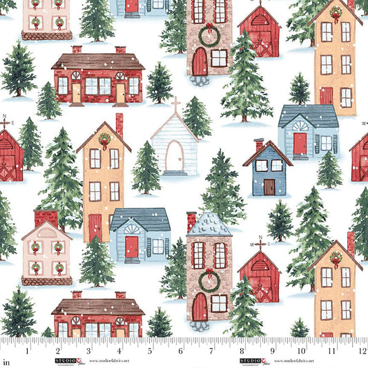 Christmas Village - White Village Stoff Studio e Fabrics