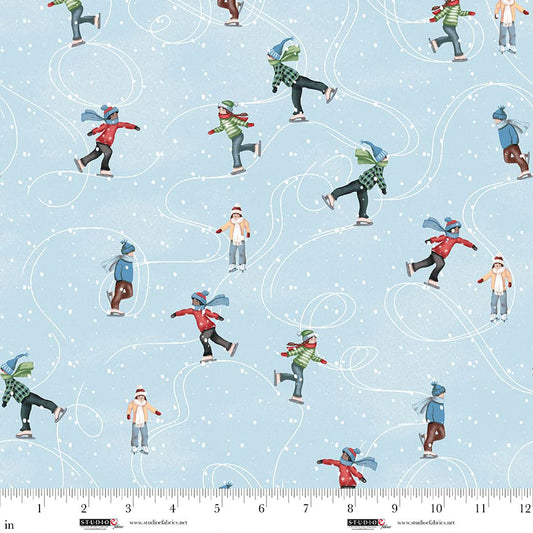 Christmas Village - Blue Ice Skaters Stoff Studio e Fabrics