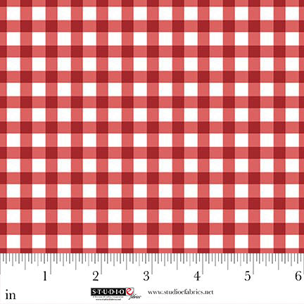 Christmas Village - White and Red Check Stoff Studio e Fabrics