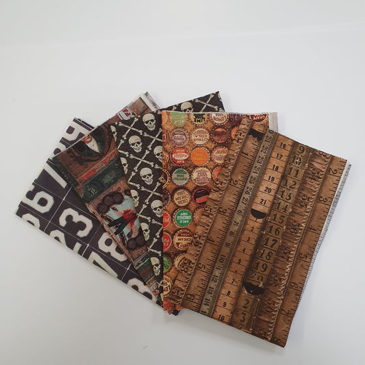 Fat Quarter Paket "Tim Holtz" 5 FQ-Set Dunkel Stoff Quiltwerkstatt Dresden