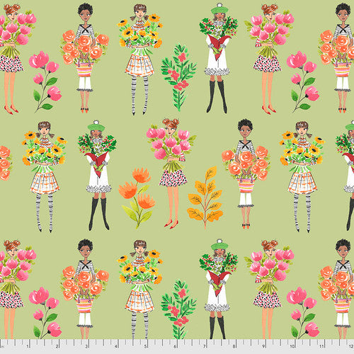 Calender Girls - Friday Floral Green Stoff Free Spirit