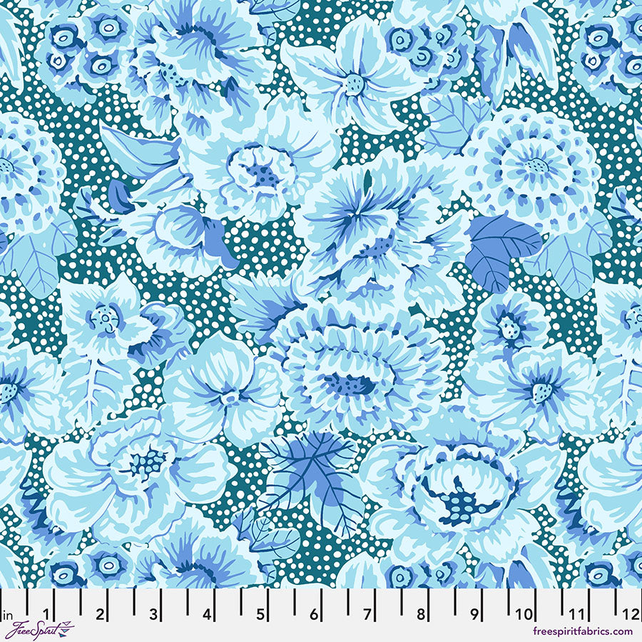 Kaffe Fassett - From the Archives - Floral with Dots - Blue Stoff Free Spirit