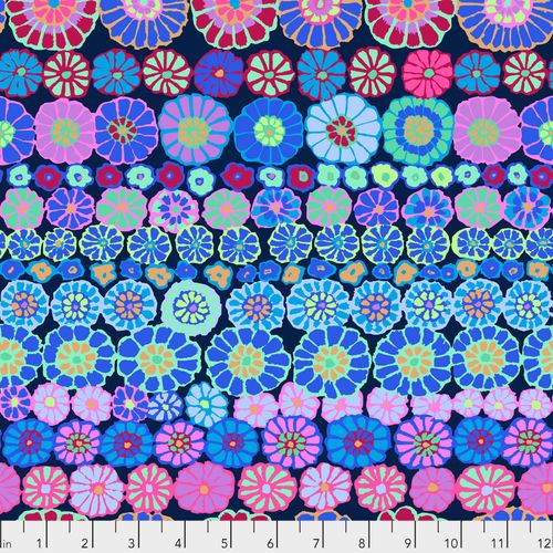 Kaffe Fassett - Row Flowers Blue Stoff Free Spirit
