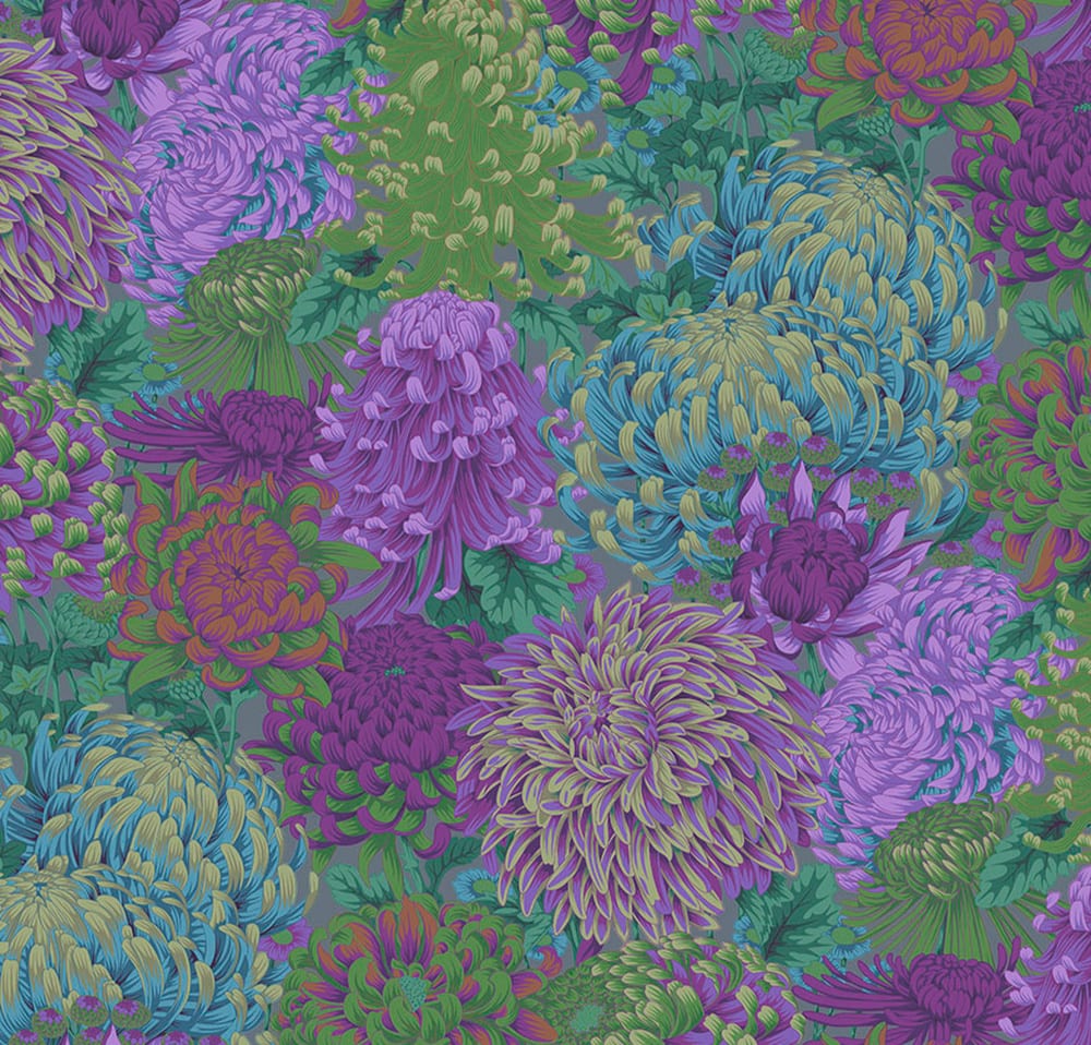 Kaffe Fassett Hokusai’s Mums Green