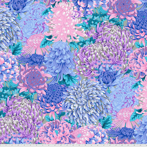 Kaffe Fassett - Hokusai's Mums - Grey Stoff Free Spirit