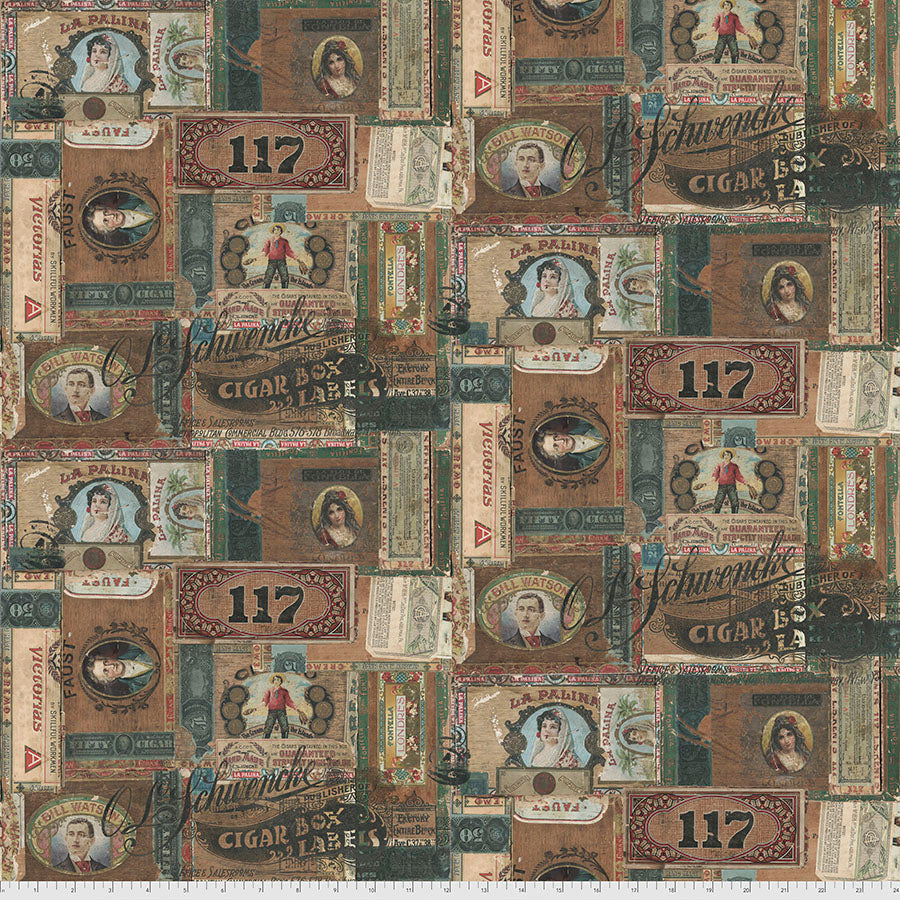 Tim Holtz - Eclectic Elements - Foundations - Cigar Box Labels Stoff Free Spirit