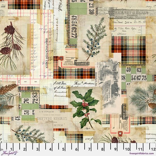 Holidays Past Woodland Collage Multi Stoff Free Spirit