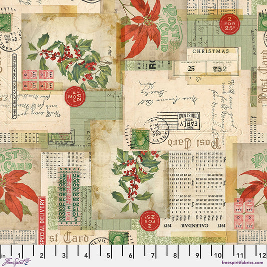 Holidays Past Postcard Collage Multi Stoff Free Spirit
