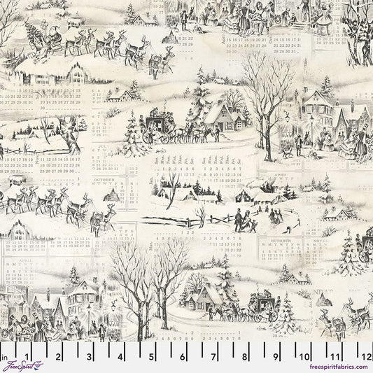 Holidays Past Winter Toile Neutrals Stoff Free Spirit