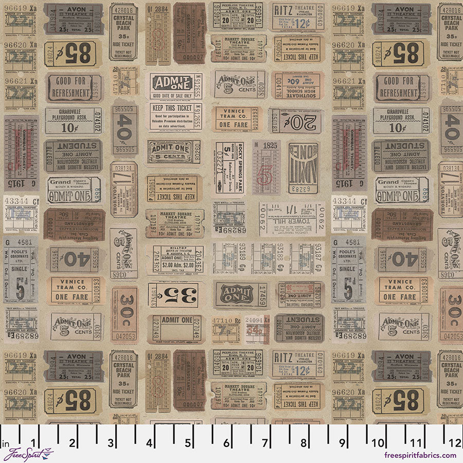 Tim Holtz - Palette Neutral - Tickets Stoff Free Spirit