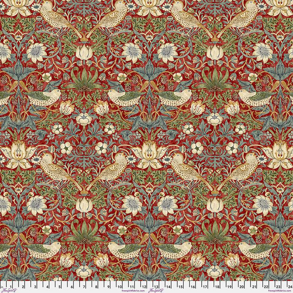 William Morris - Mini Strawberry Thief - Red Stoff Free Spirit