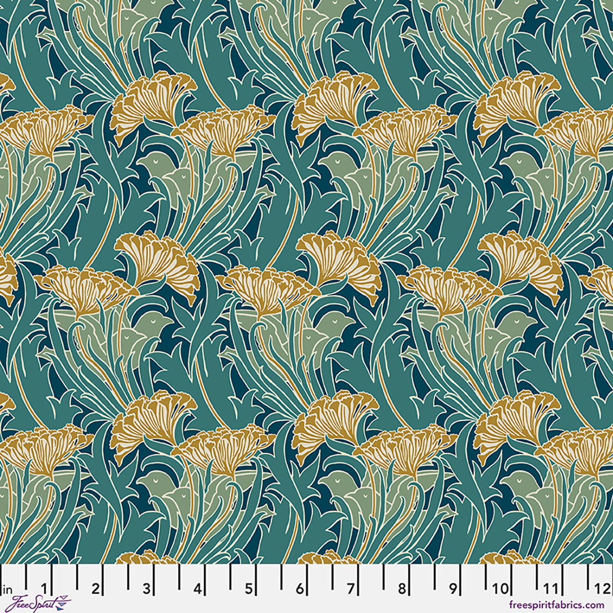 William Morris - LaceFlower - Teal - Lodden Stoff Free Spirit