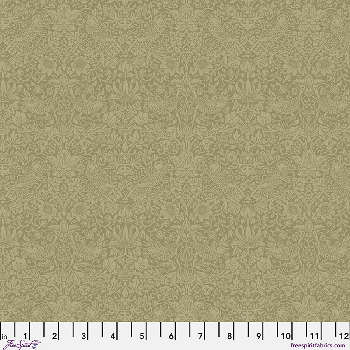 William Morris - Tonal Strawberry Thief - Olive Fruit - The Trellis Palette Stoff Free Spirit