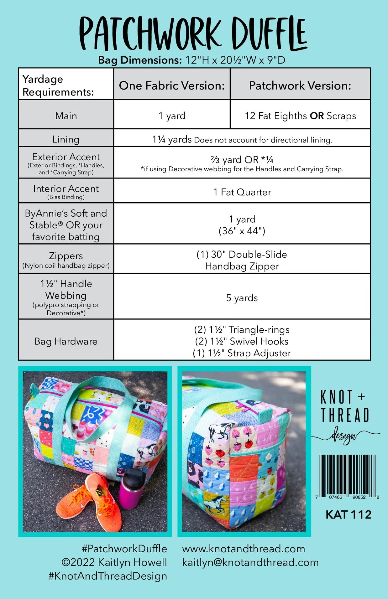 Anleitung "Patchwork Duffle" (englisch) Knot and Thread Design