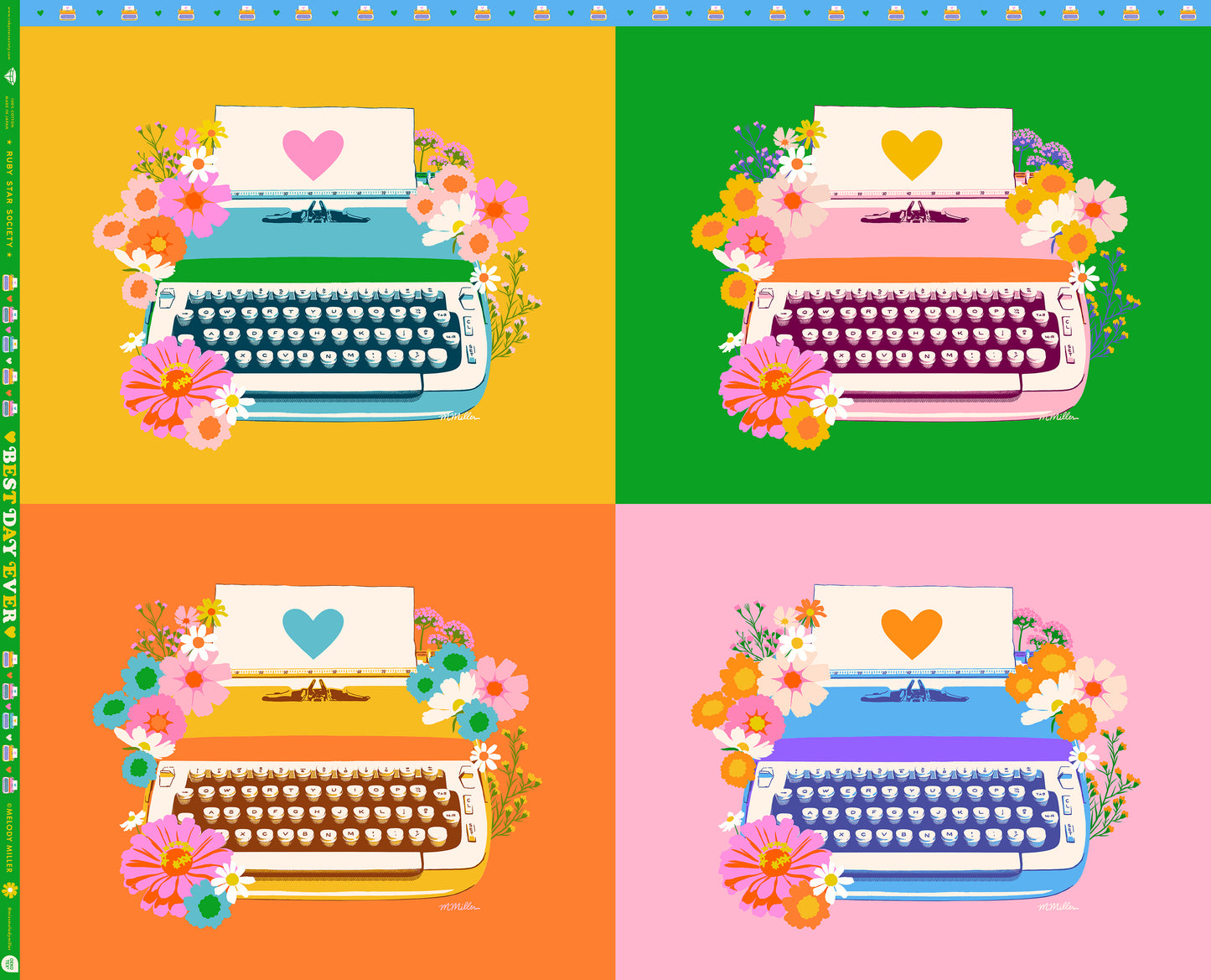 Best Day Ever - Typewriter - Panel Multi RS0102 11 Quiltwerkstatt Dresden