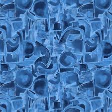 Rückseitenstoff - Spectral - Satin Moon Design - Navy Blue - Abstract Shapes