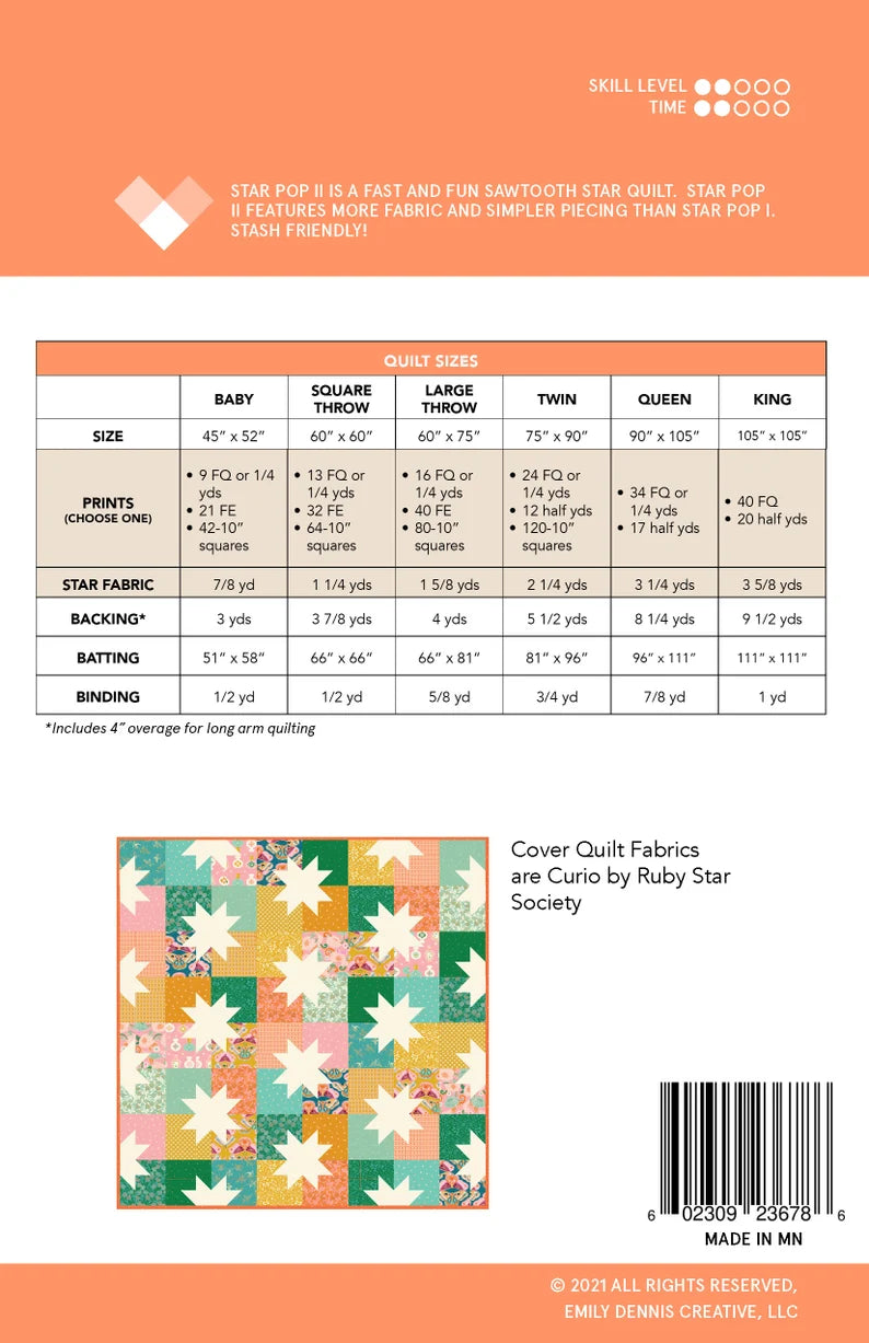 Anleitung "Star Pop II Quilt" (englisch) Emily Dennis
