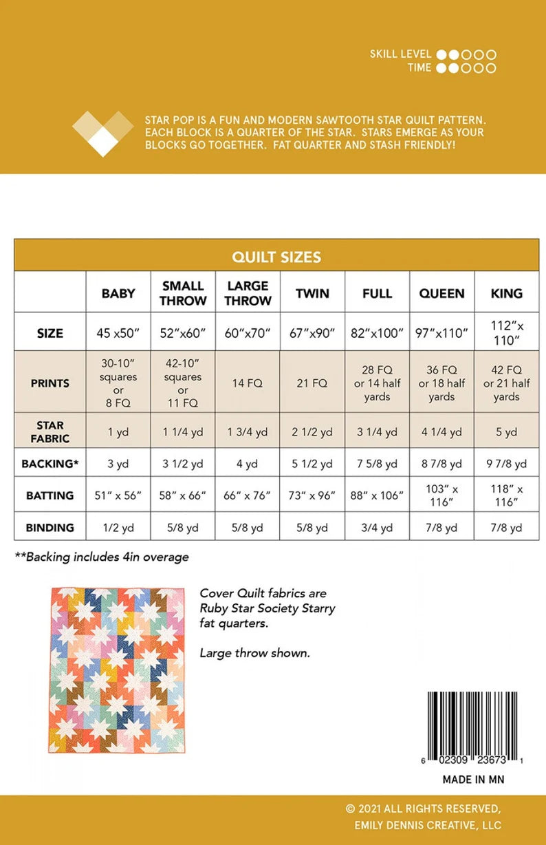 Anleitung "Star Pop Quilt" (englisch) Emily Dennis