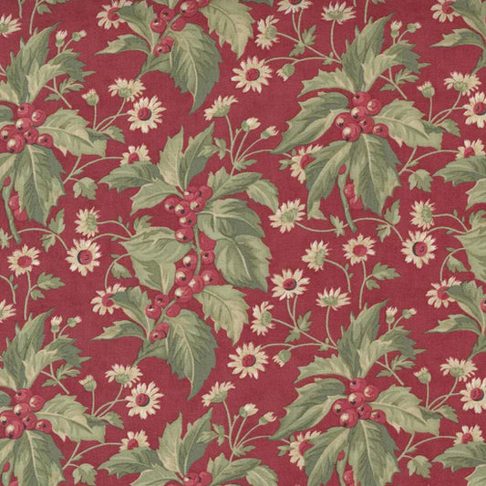 Poinsettia Plaza 3 Sisters 291-12 Berry Floral - Red Stoff Moda Fabrics