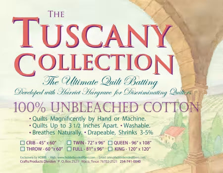 Vliespackung Hobbs Tuscany unbleached Cotton, Throw Size 60" x 60" (152 cm x 152 cm)