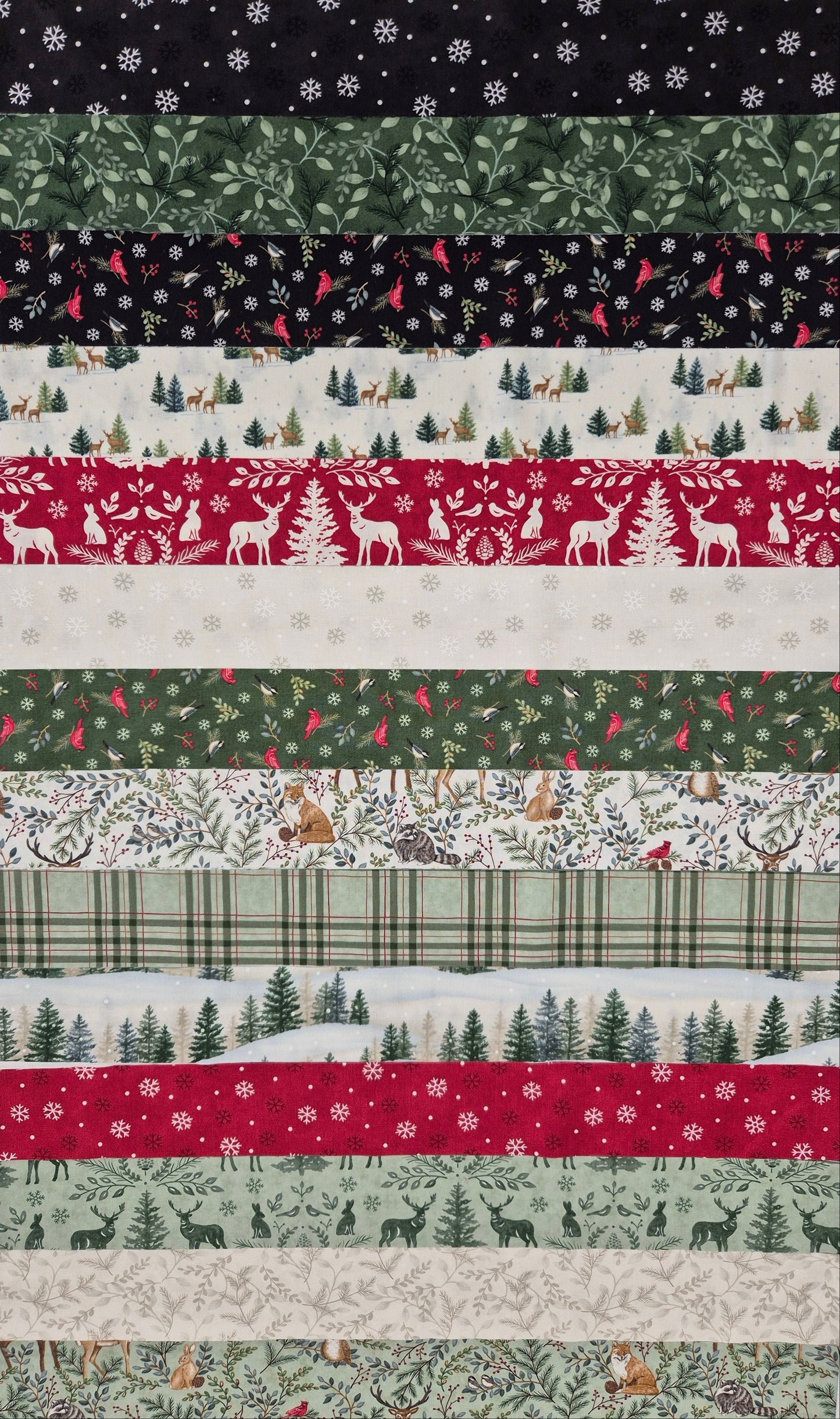 Woodland Winter Mini-Jelly-Roll / Streifenset Stoff Quiltwerkstatt Dresden