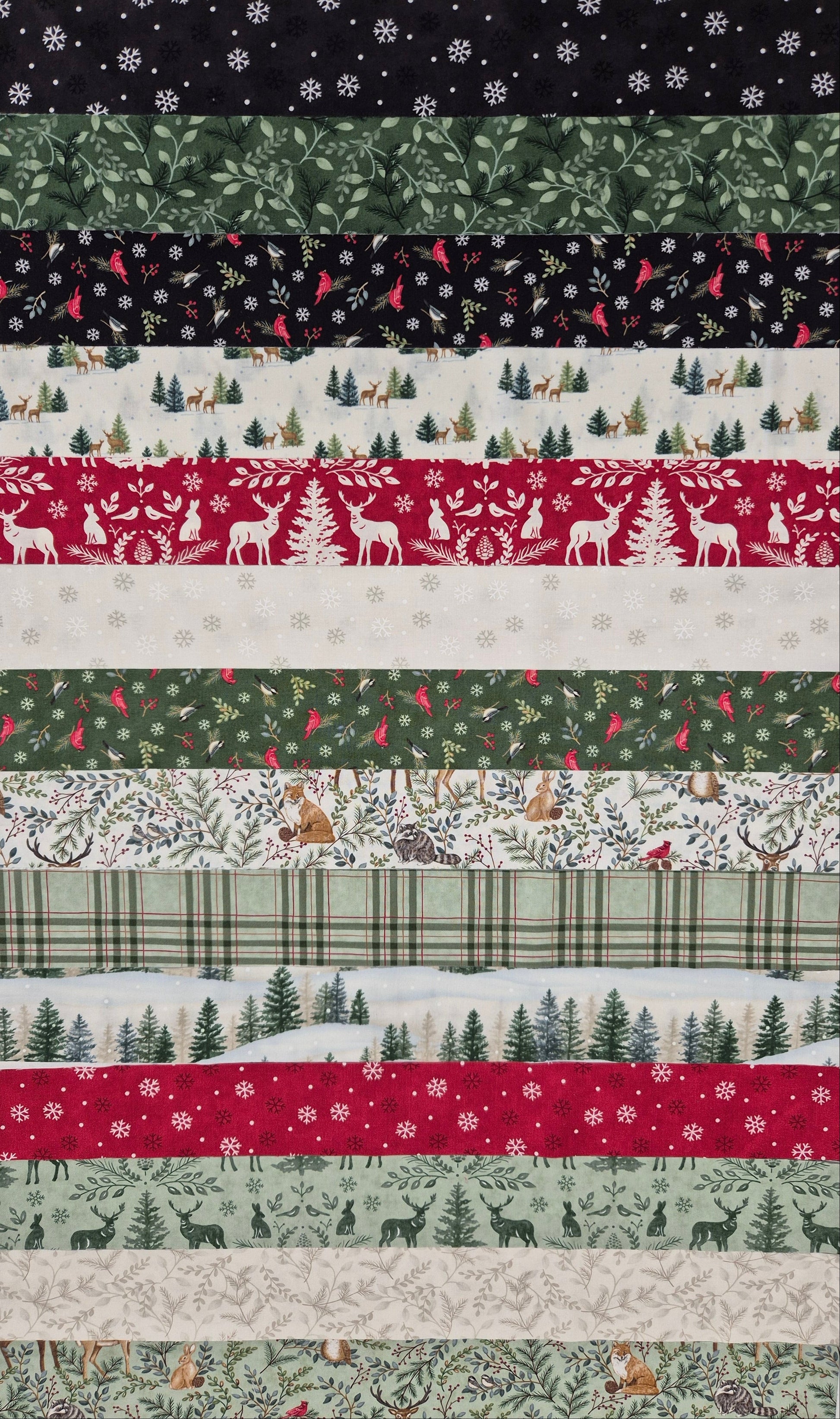 Woodland Winter Mini-Jelly-Roll / Streifenset Stoff Quiltwerkstatt Dresden