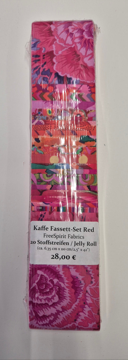 Kaffe Fassett 20 Streifen-Set / Jelly-Roll - Red Stoff Quiltwerkstatt Dresden