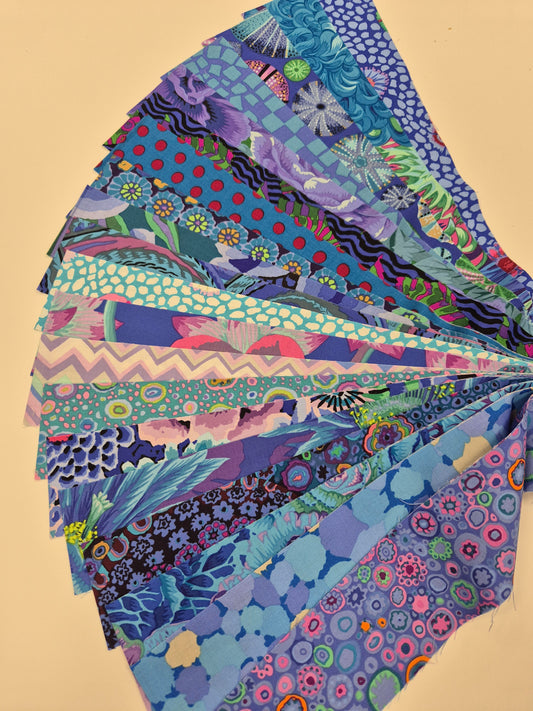 Kaffe Fassett 20 Streifen-Set / Jelly-Roll - Blau Stoff Quiltwerkstatt Dresden
