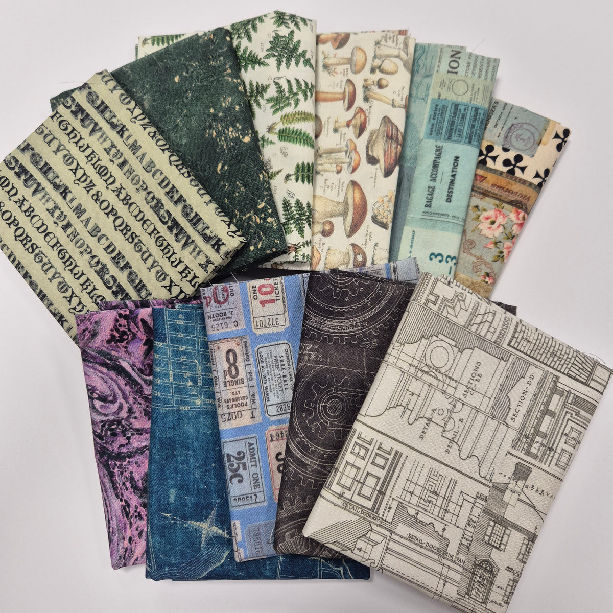 Tim Holtz - Palette Curated - 21 Fat-Quarter-Bundle Stoff Quiltwerkstatt Dresden