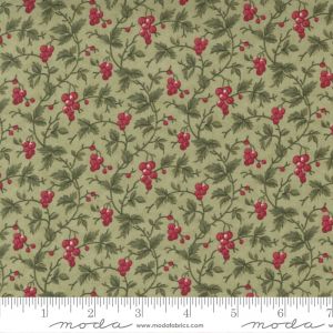 Poinsettia Plaza 3 Sisters 294-13 Bountiful Berries Sage Stoff Moda Fabrics