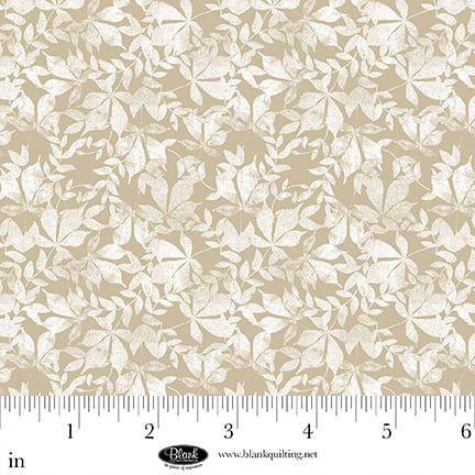 Winter Whispers - Blätter Beige /Tan Stoff Blank Quilting