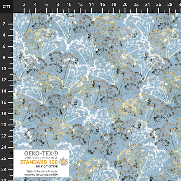 Northern Blues - Dandelion Bouquets in Blue 4502-906 Stof Fabrics