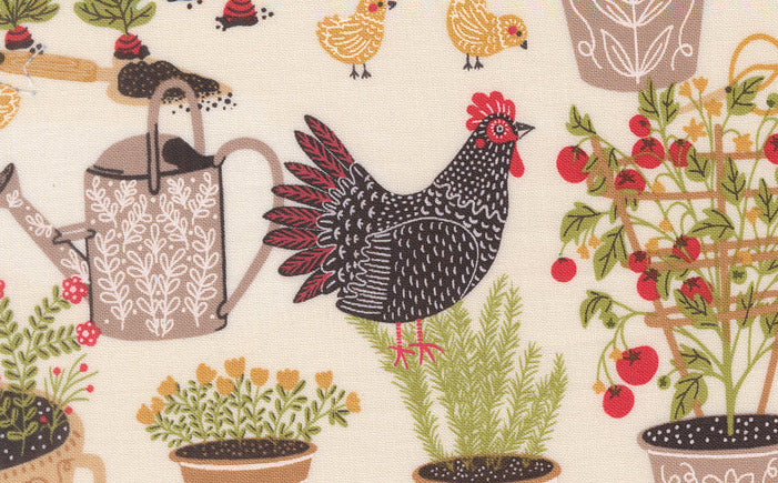The Henhouse Chicken Garden Cloud 48430 11 Moda Gingiber Stoff Moda Fabrics