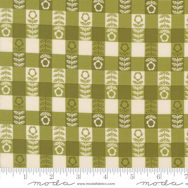 The Henhouse Flower Plaid Grass 48436 15 Moda Gingiber Stoff Moda Fabrics