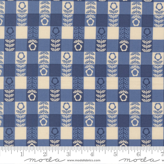 The Henhouse Flower Plaid Cobalt 48436 17 Moda Gingiber Stoff Moda Fabrics