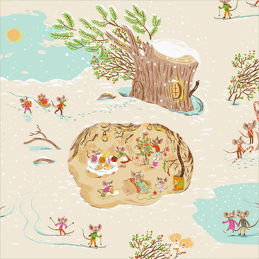 Heather Ross - Christmas Mice - Cream