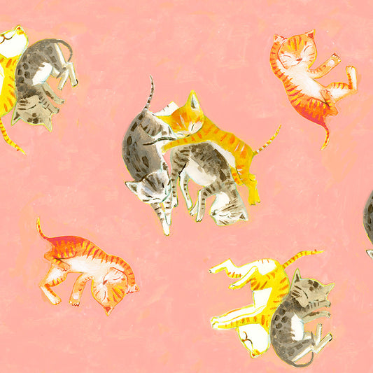 Heather Ross by Hand - Barn Kittens - Salmon