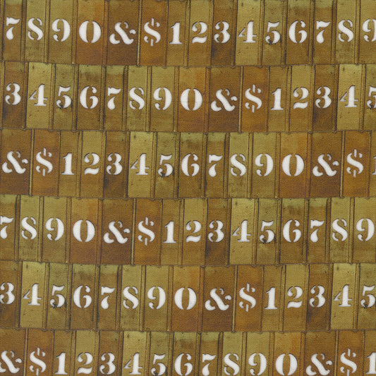 Cathe Holden - Curated in Color - Numbers Text and Words Brown Stoff Moda Fabrics