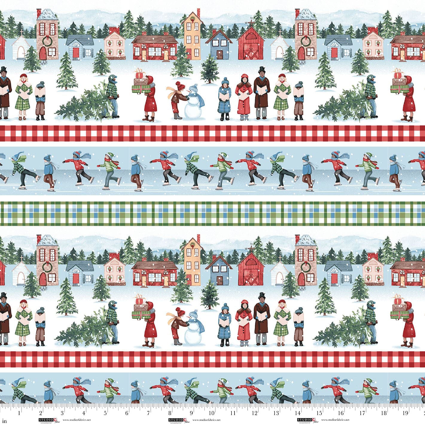 Christmas Village - White Christmas Village Stripe