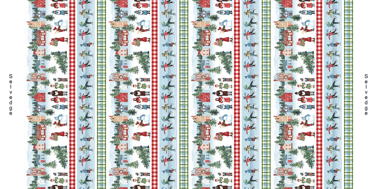 Christmas Village - White Christmas Village Stripe
