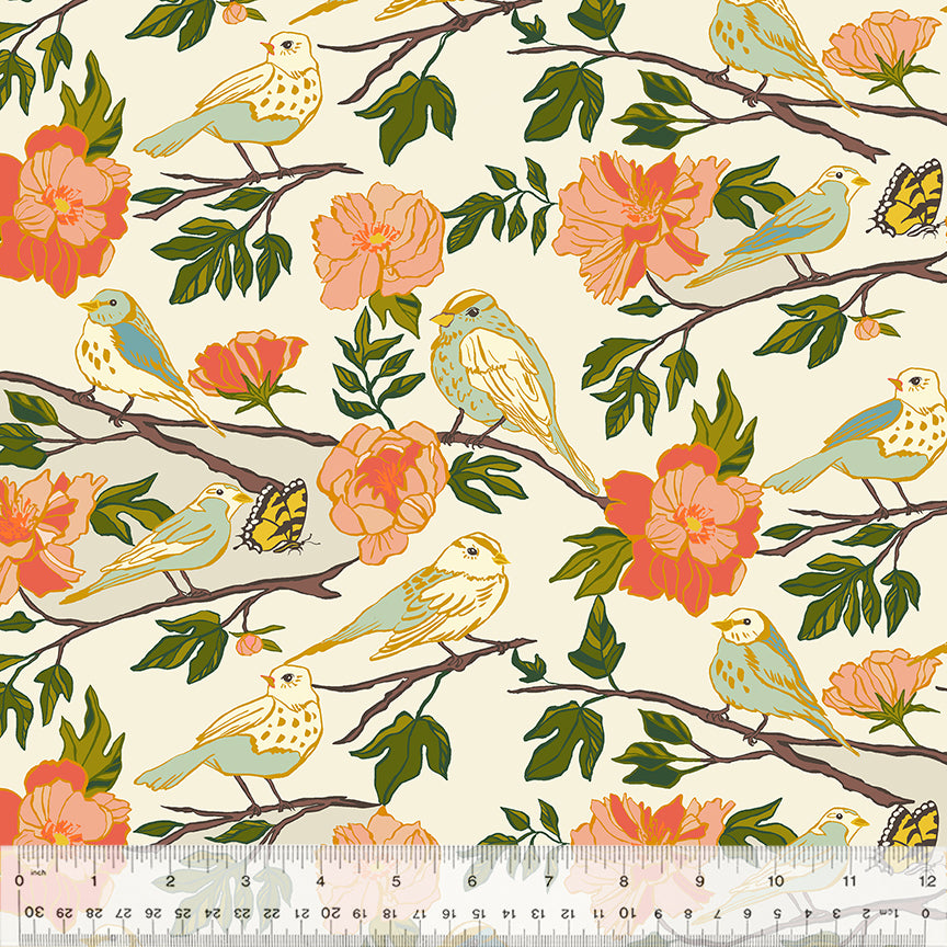 Lush Life - Birds of a Feather - Ivory - Monaluna Jennifer Moore Stoff Windham Fabrics