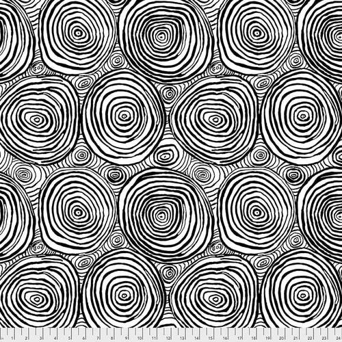 Reststück 135 cm - Fassett Onion Rings Black Rückseitenstoff Stoff FreeSpirit