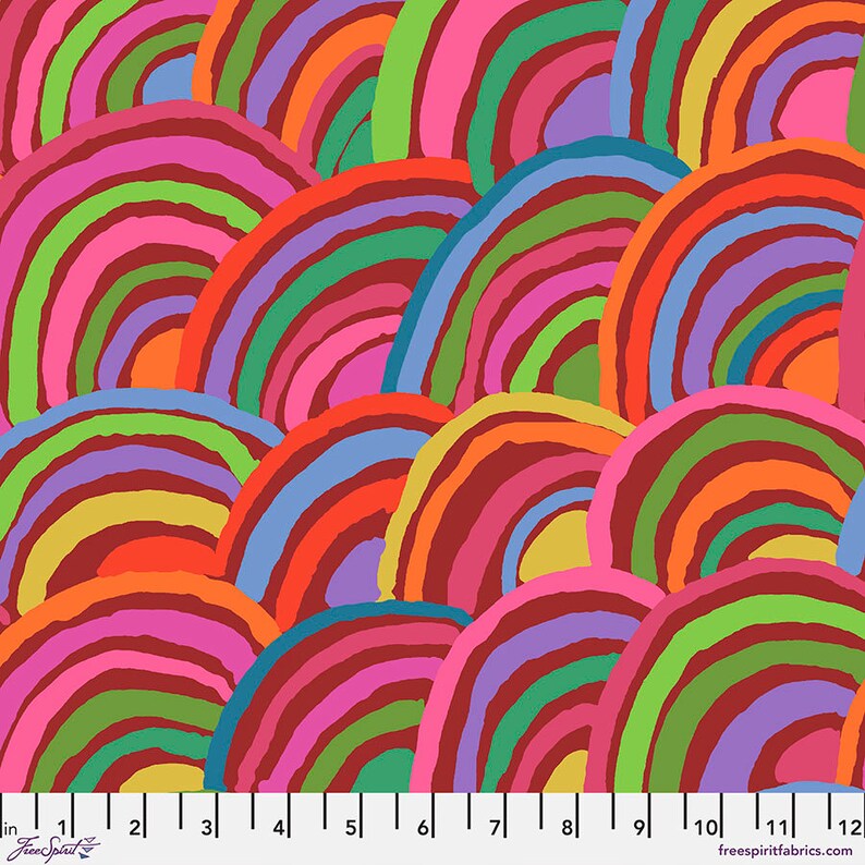 Reststück Kaffe Fassett - Rainbows Red 35 cm x 110 cm Stoff Free Spirit