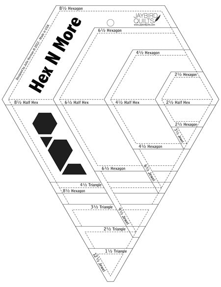 Hex N More Sechseck-Lineal - Hex'N'More Hexagon Ruler - Jaybird Quilts Jaybird Quilts