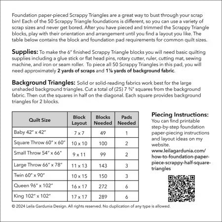 Foundation Papers 6" Scrappy Triangles - Leila Gardunia