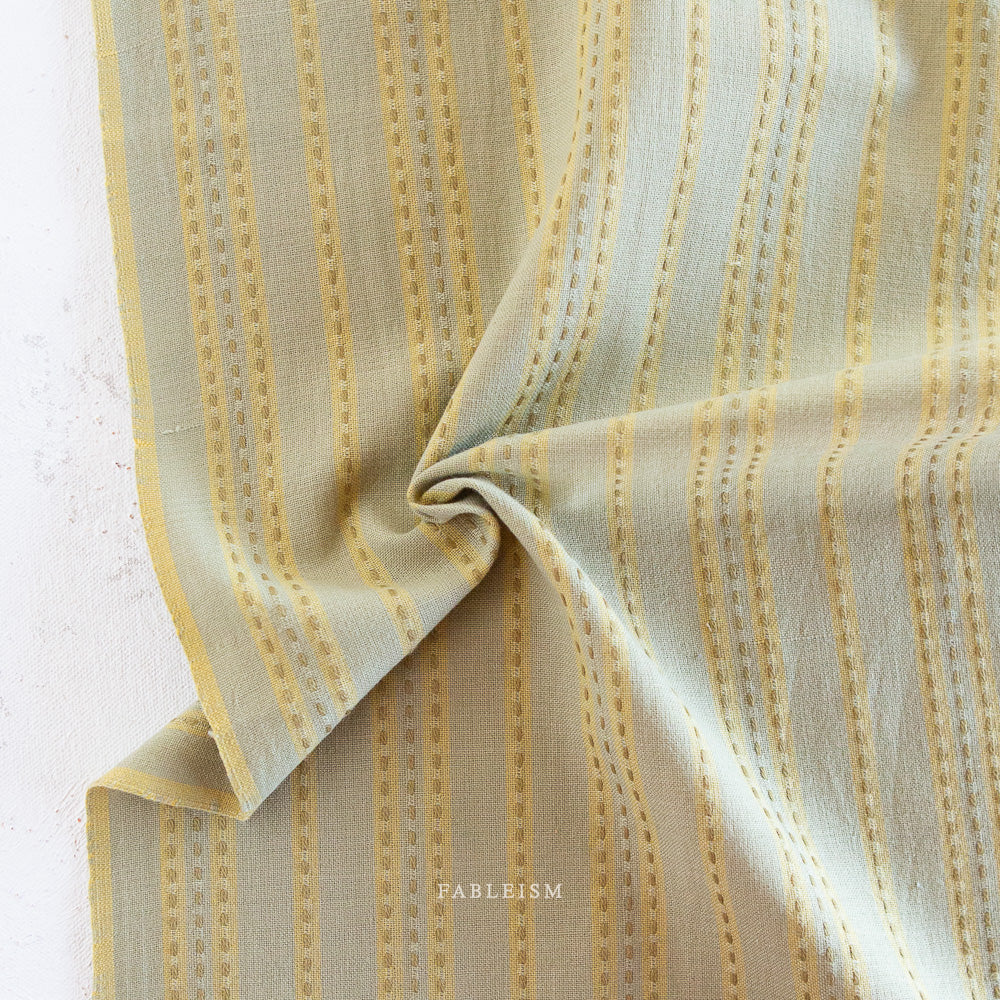 Fableism Wovens - Lucky Loom - Stitch Stripe in Sage Stoff Fableism